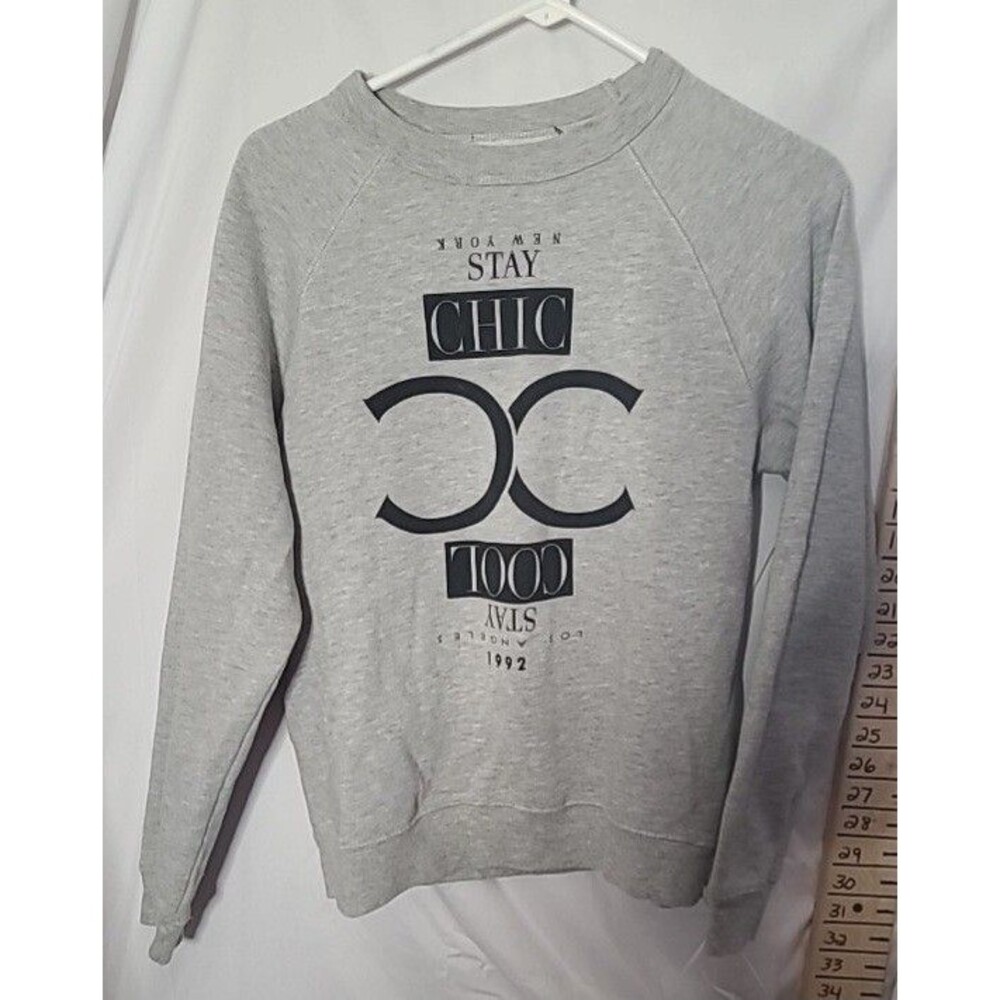 Y2K Gray NY New York Stay Chic CC Cool Sweatshirt Style Vintage Relaxed Fit